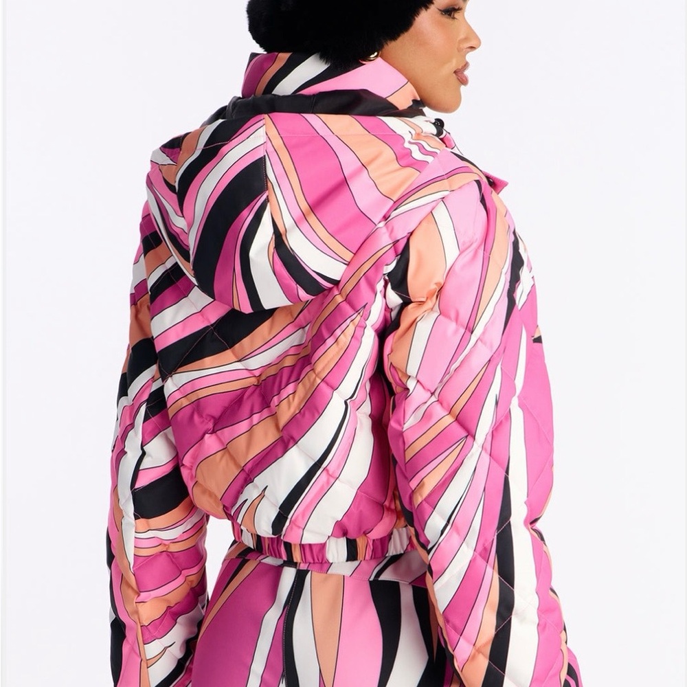Women's Pink Patterned Snow Jacket - image 2